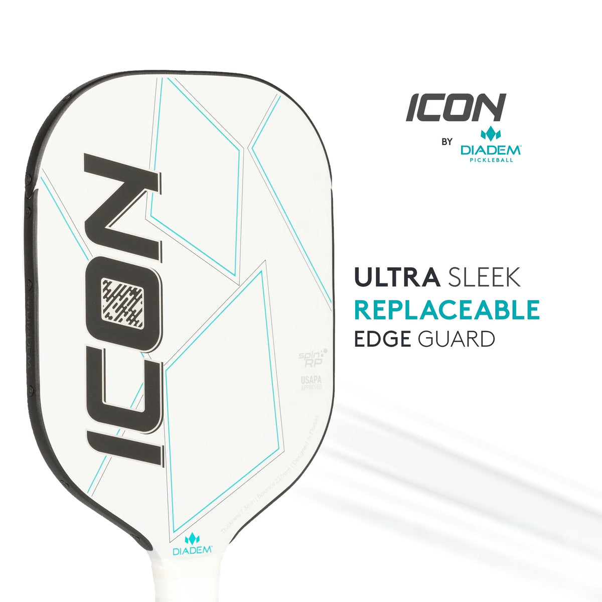 White Liteweight Carbon Fiber Pickleball Paddle, 7.7oz S632