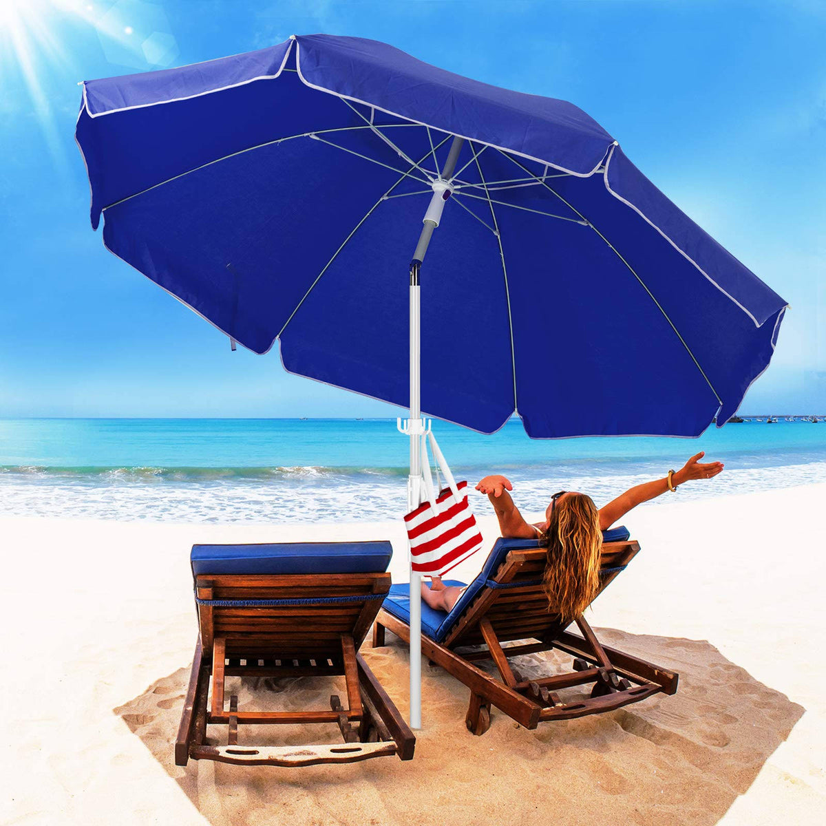 7.5ft Beach Umbrella with Carry Bag H440