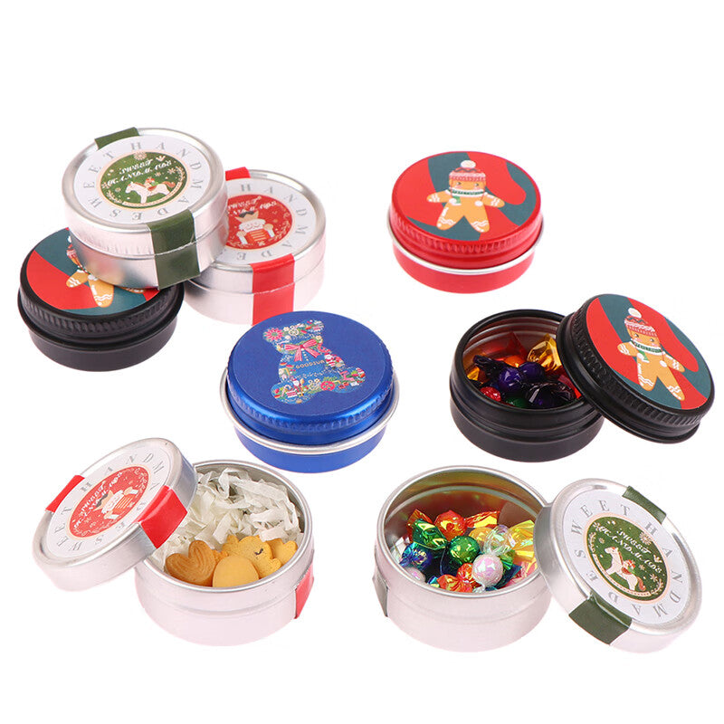 1:12 Dollhouse Miniature Christmas Cookies Biscuit Candy Gift Box Tin Box Model Toy J495