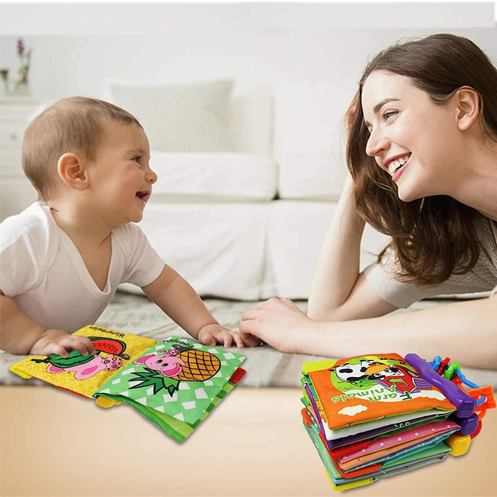 Soft Cloth Book with Teether Rings Infant Developmental Toy X4089