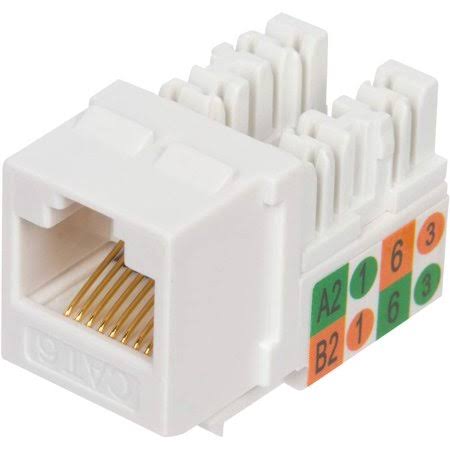 Cat6 RJ45 90-Degree Punch Down Keystone Jack White (100 Pack) F6574