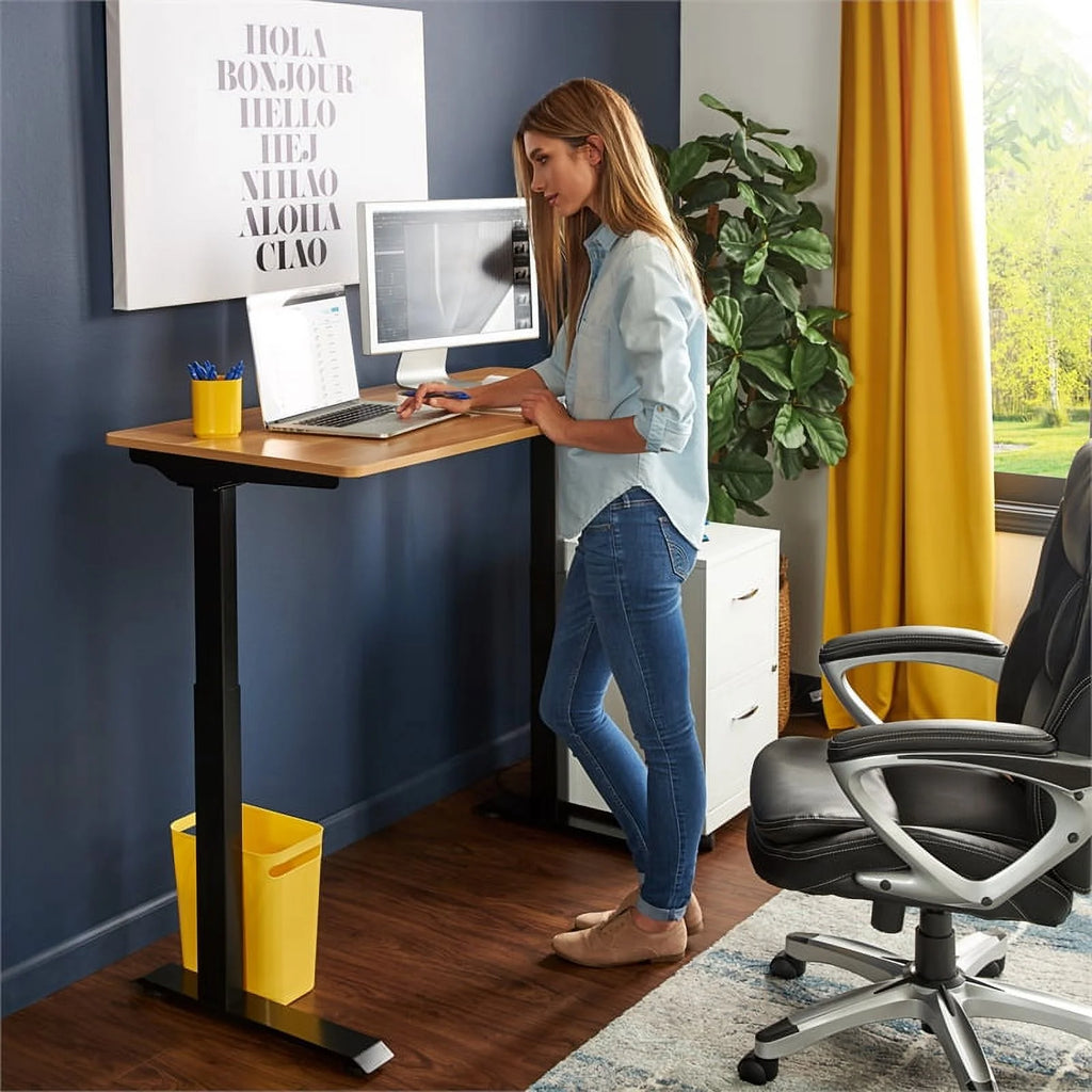 2-Piece Set with Standing Desk and Bonded Leather Office Chair G868