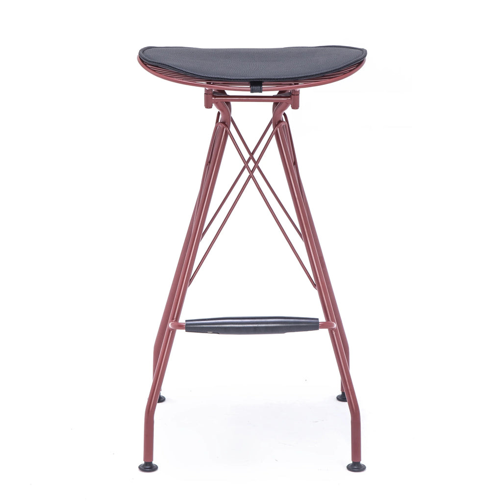 Dark Red 30 Inch Faux Leather Metal Barstool Set of 2 Z391