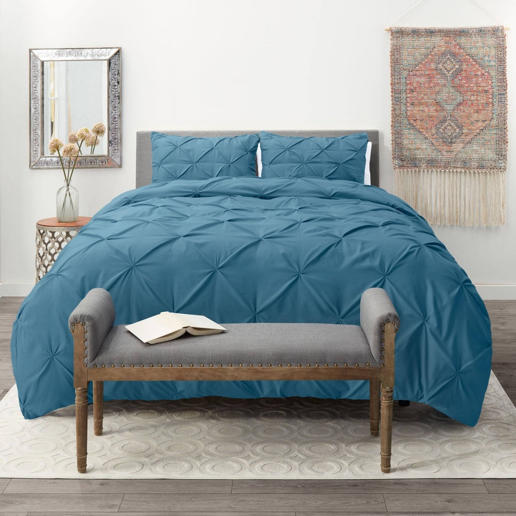 Cream California King Pinch Pleat Duvet Cover Set K3710