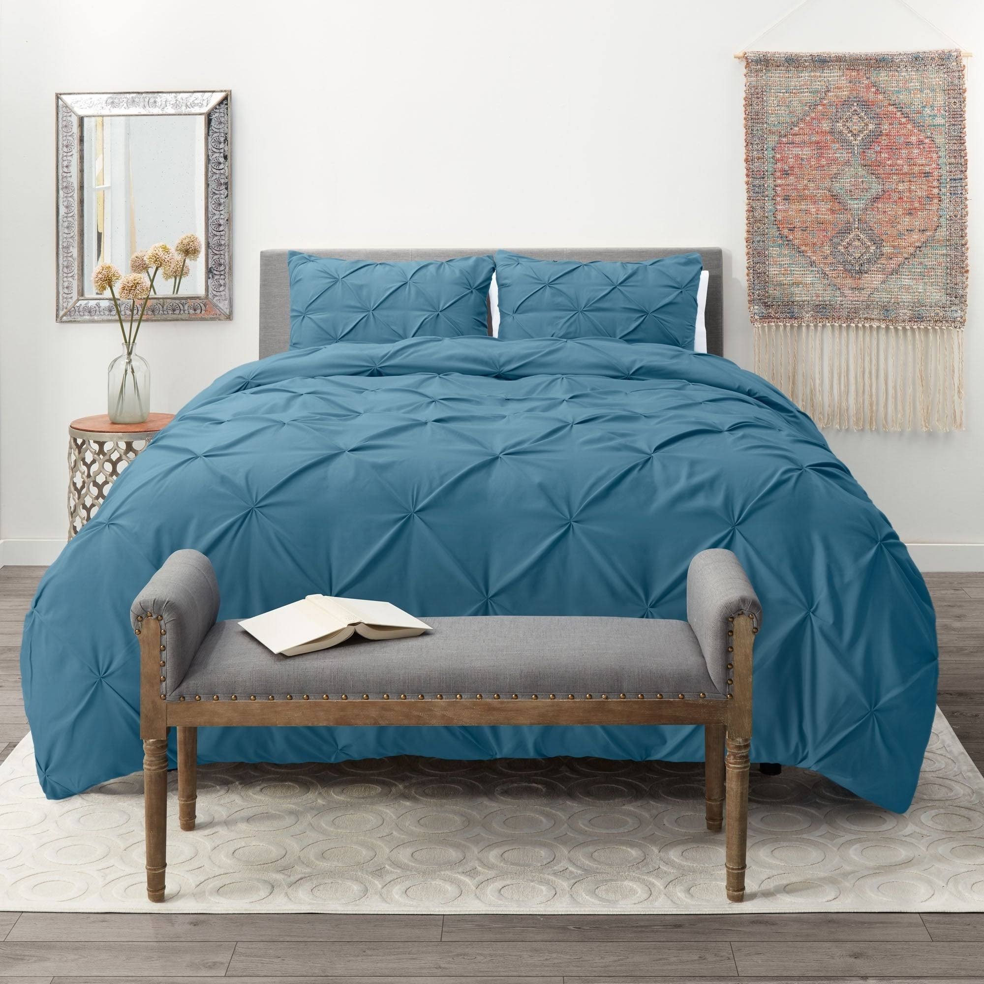 Cream California King Pinch Pleat Duvet Cover Set K3710