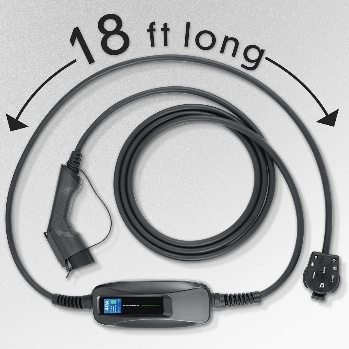 240V 40 Amp Level 2 EV Charger with 18ft Extension Cord T246