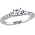 1/2 Carat T.W. Princess and Round-Cut Diamond 10kt White Gold Three-Stone Engagement Ring V6031