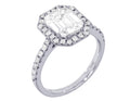 14K White Gold Emerald Diamond Engagement Ring Y682216