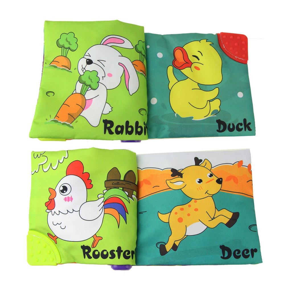 Soft Cloth Book with Teether Rings Infant Developmental Toy X4089