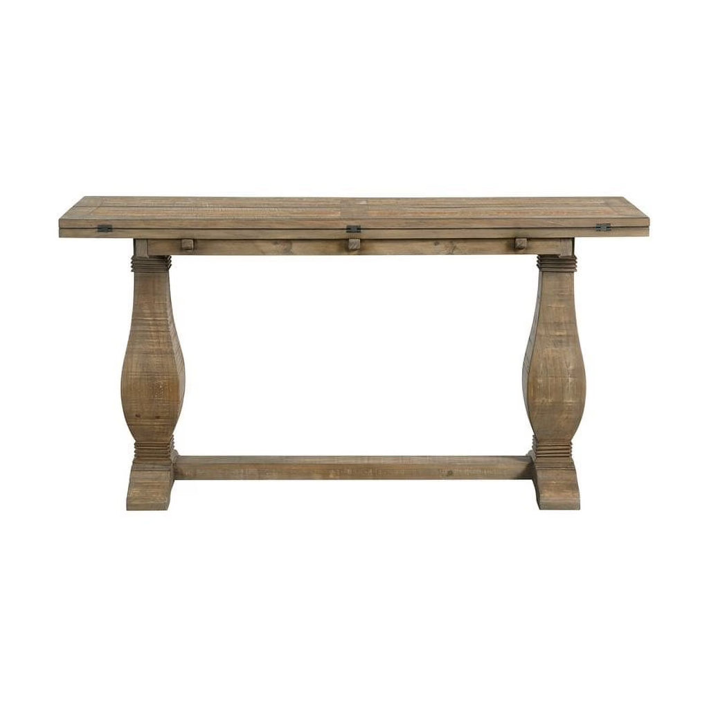 Reclaimed Natural Brown Solid Wood Flip Top Sofa Table D369