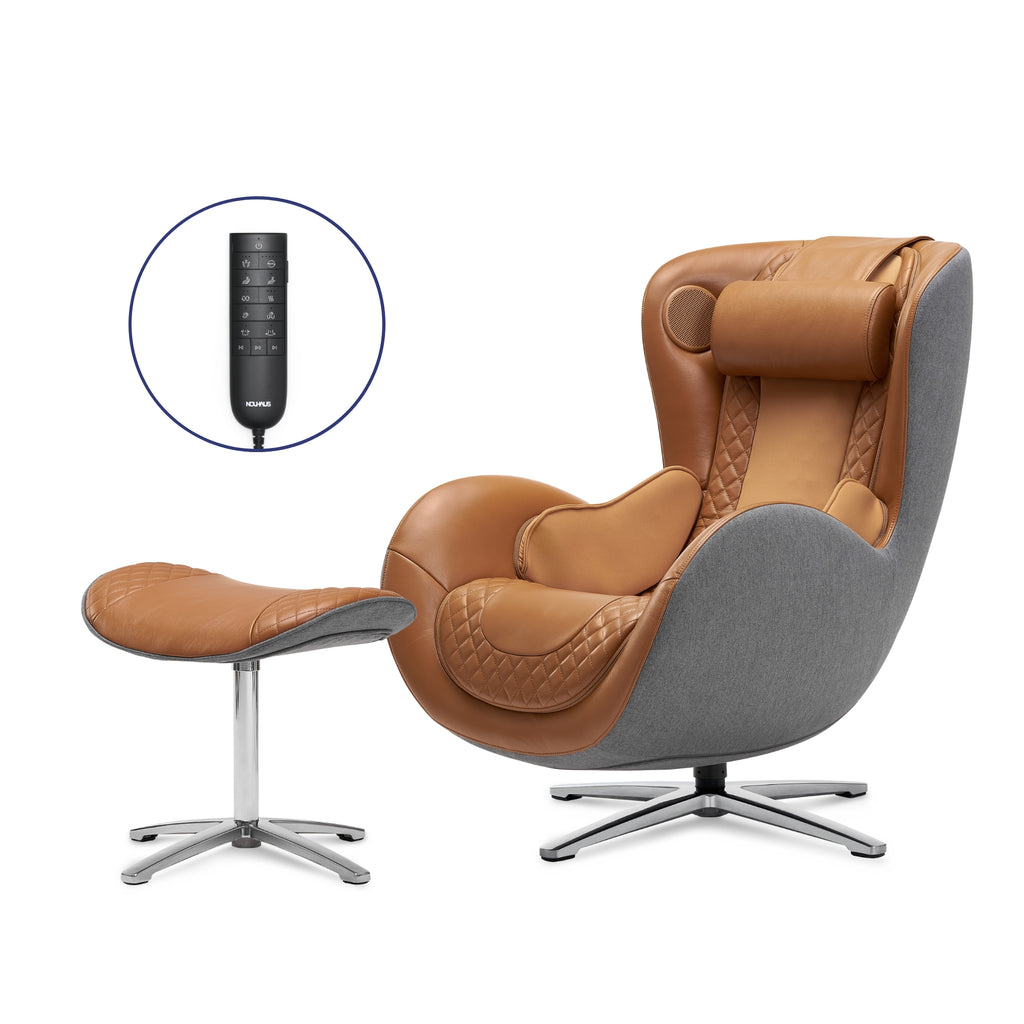 Genuine Leather Massage Chair with Ottoman W3274