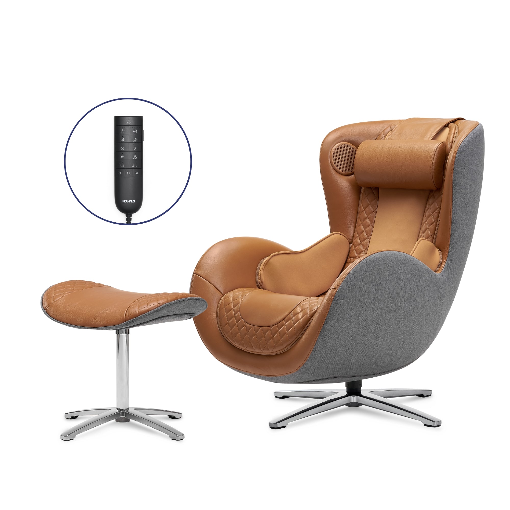 Genuine Leather Massage Chair with Ottoman W3274