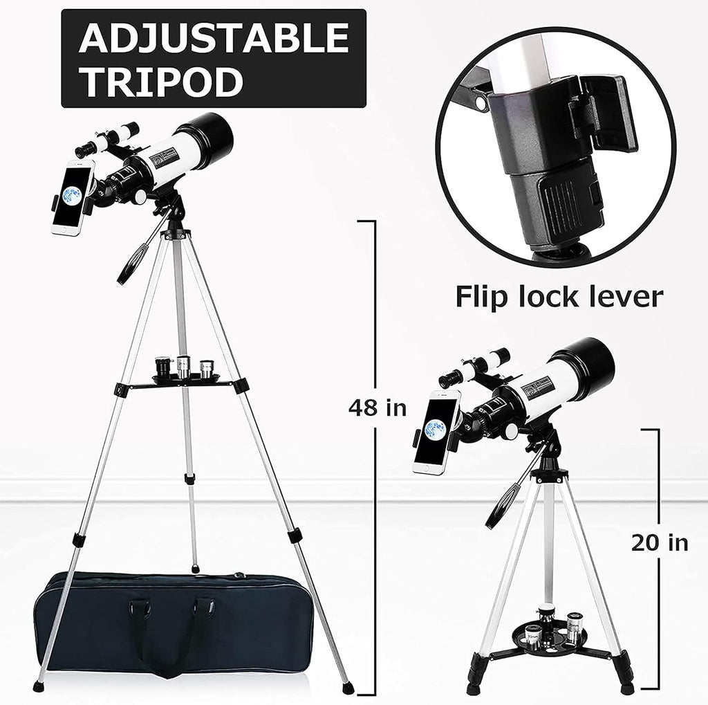 70mm Aperture 400mm AZ Mount Refracting Telescope with Phone Adapter and Wireless Remote Z2060