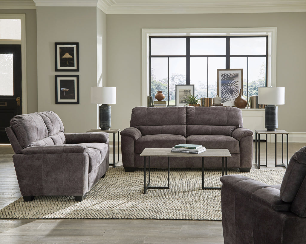 Charcoal Grey Upholstered Pillow Top Arm Loveseat Z849307