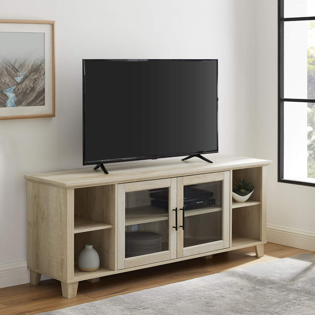 White Oak 70 Inch Glass and Wood TV Stand L338