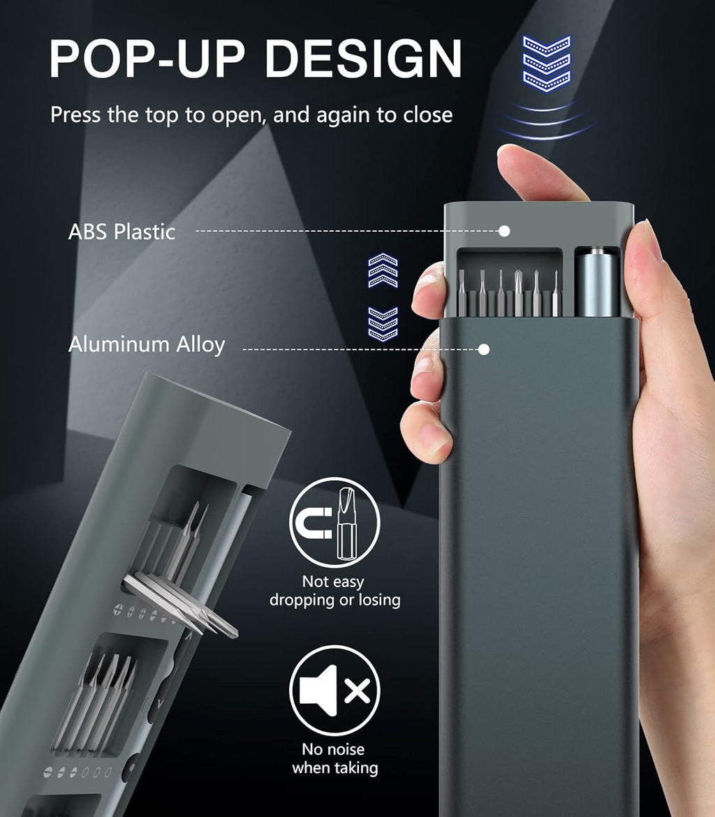Mini Electric Screwdriver 62 In 1 Magnetic Screwdriver Kit with 48PCs Bits, Gray P7920