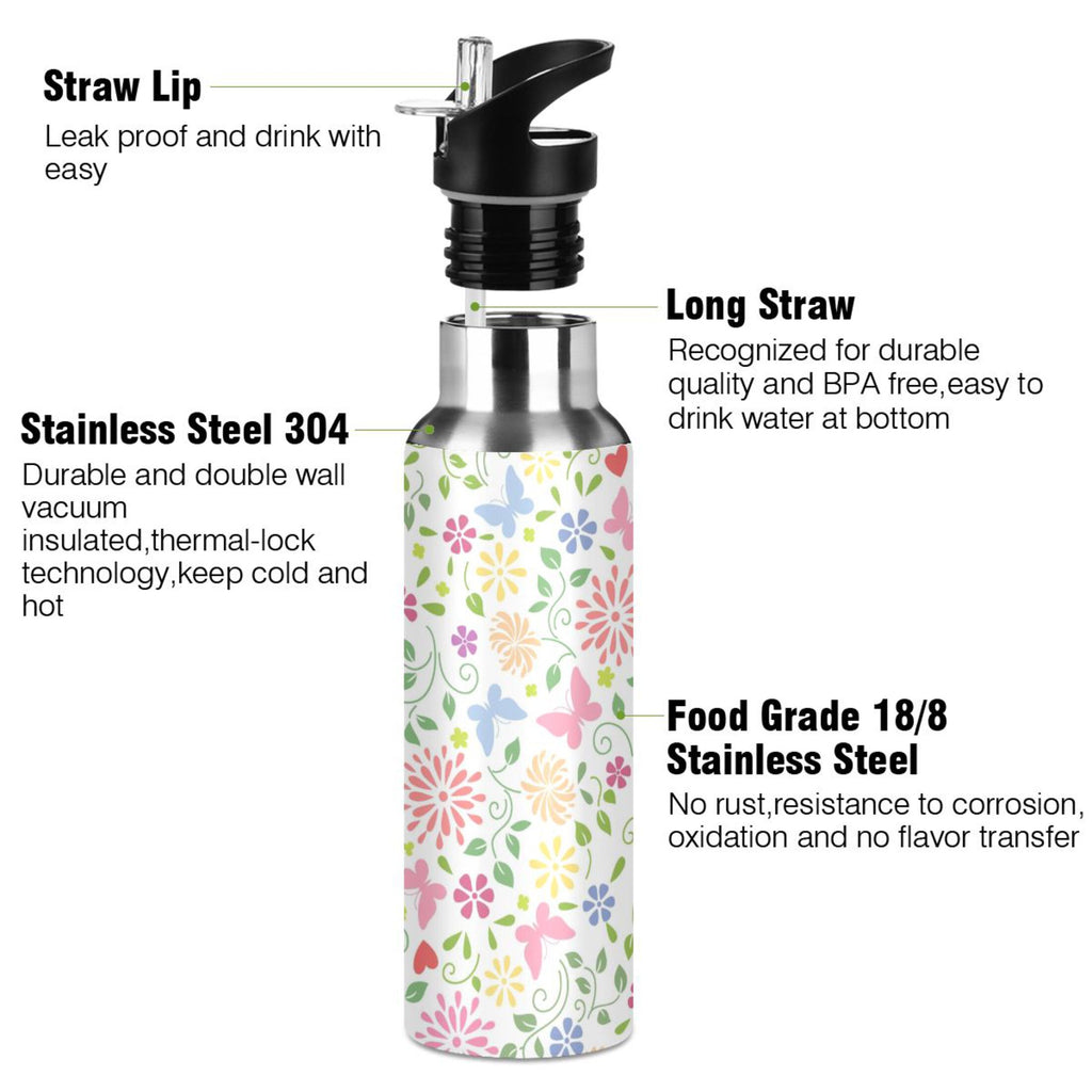 Stainless Steel Insulated Water Bottle with Straw Lid U2593