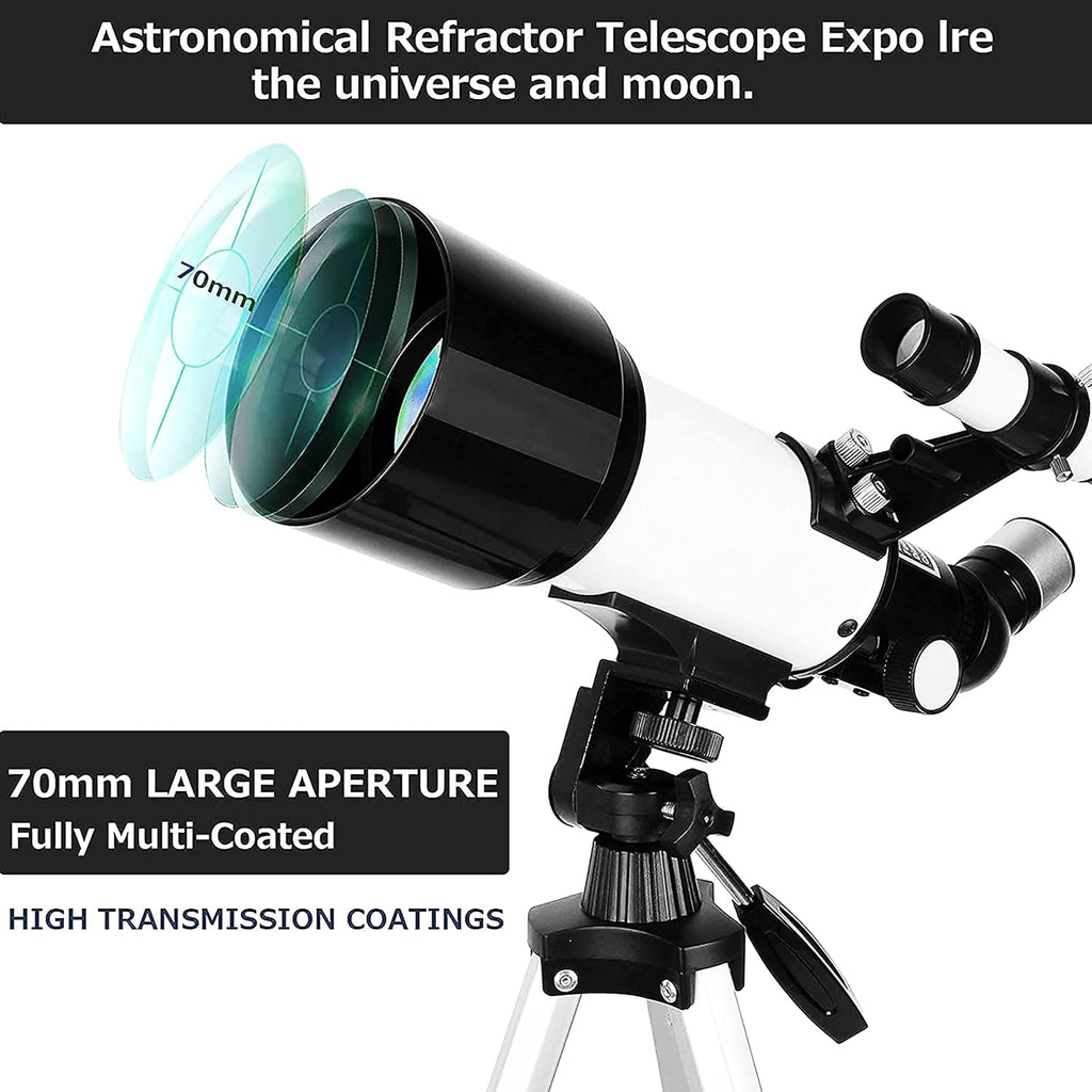70mm Aperture 400mm AZ Mount Refracting Telescope with Phone Adapter and Wireless Remote Z2060