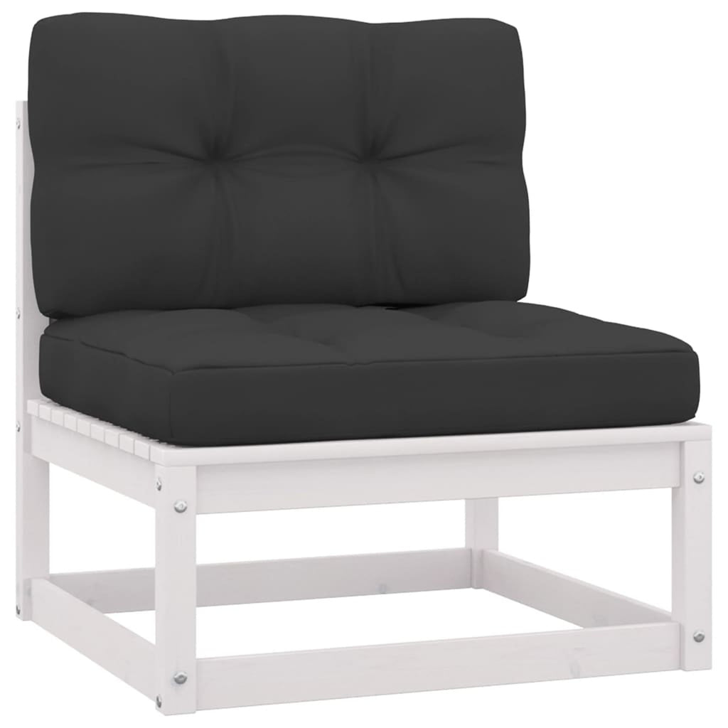 4 Piece White Pinewood Outdoor Sectional Sofa Set with Cushion G55683