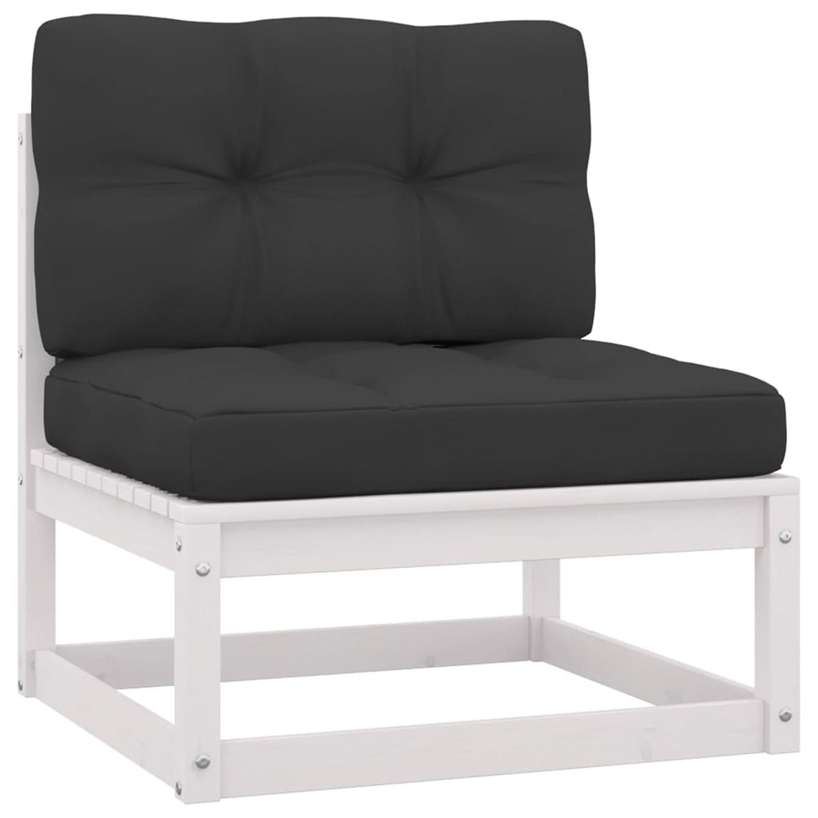 4 Piece White Pinewood Outdoor Sectional Sofa Set with Cushion G55683