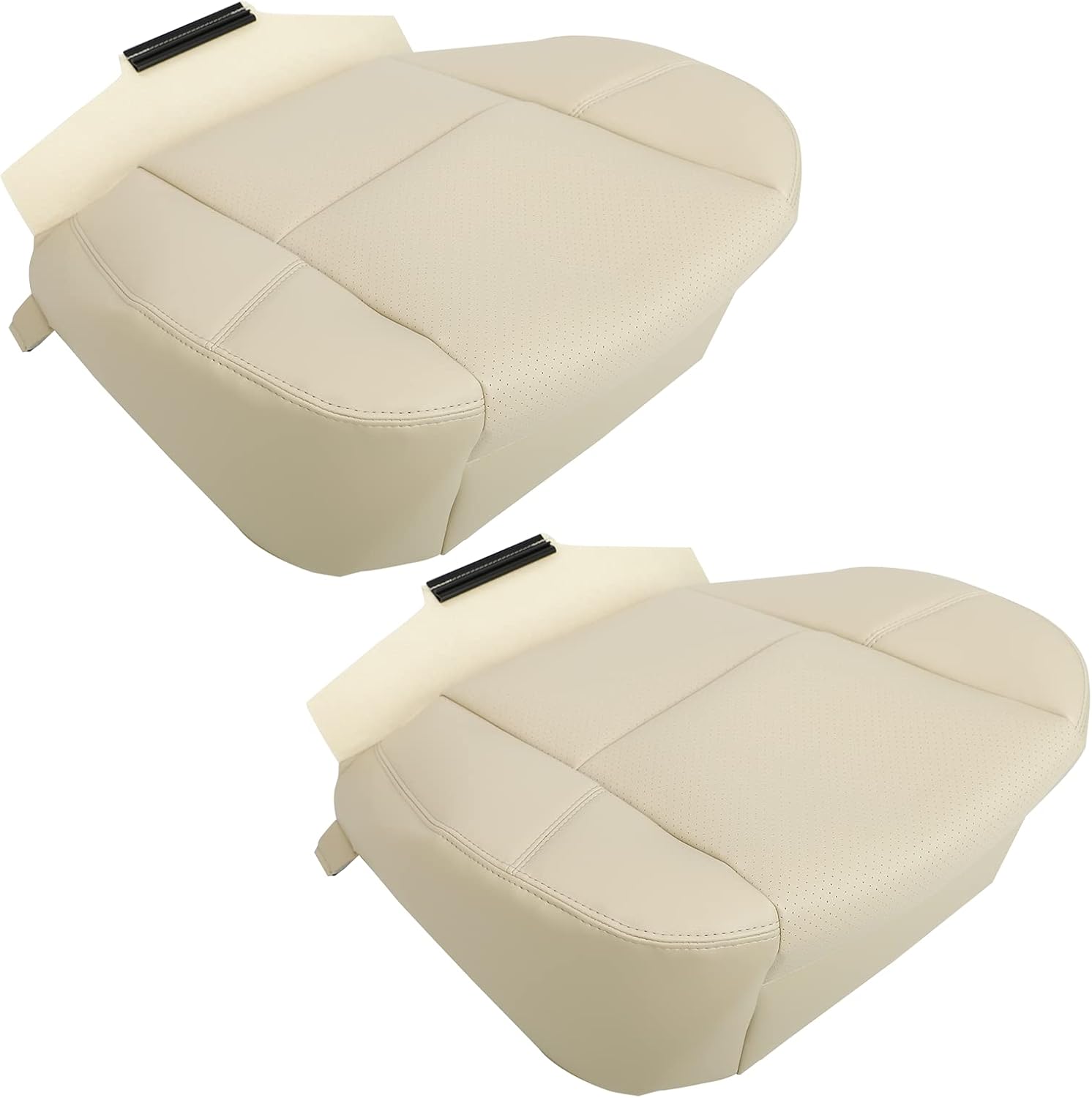 Driver Side Bottom Perforated Leatherette Seat Cover Black Pack of 2 W19253