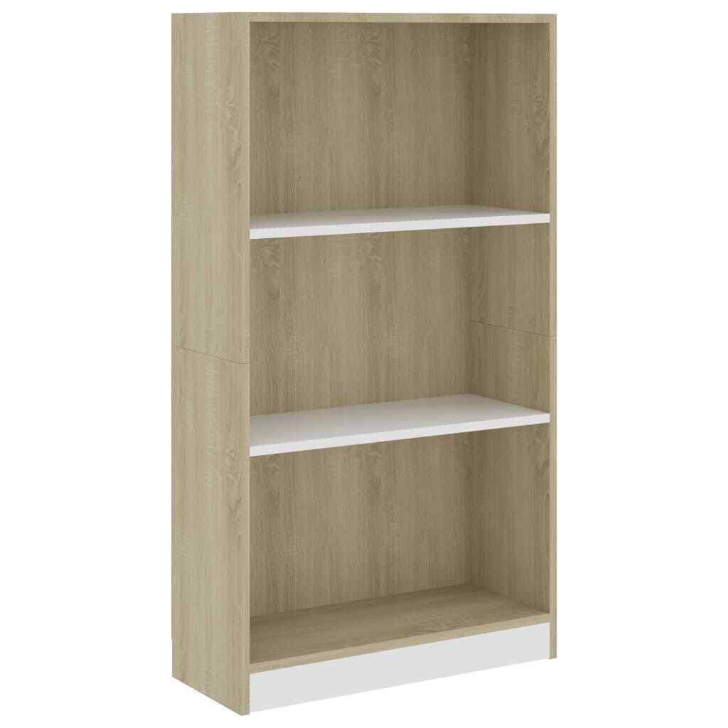 3-Tier Book Cabinet White and Sonoma Oak Chipboard S99919