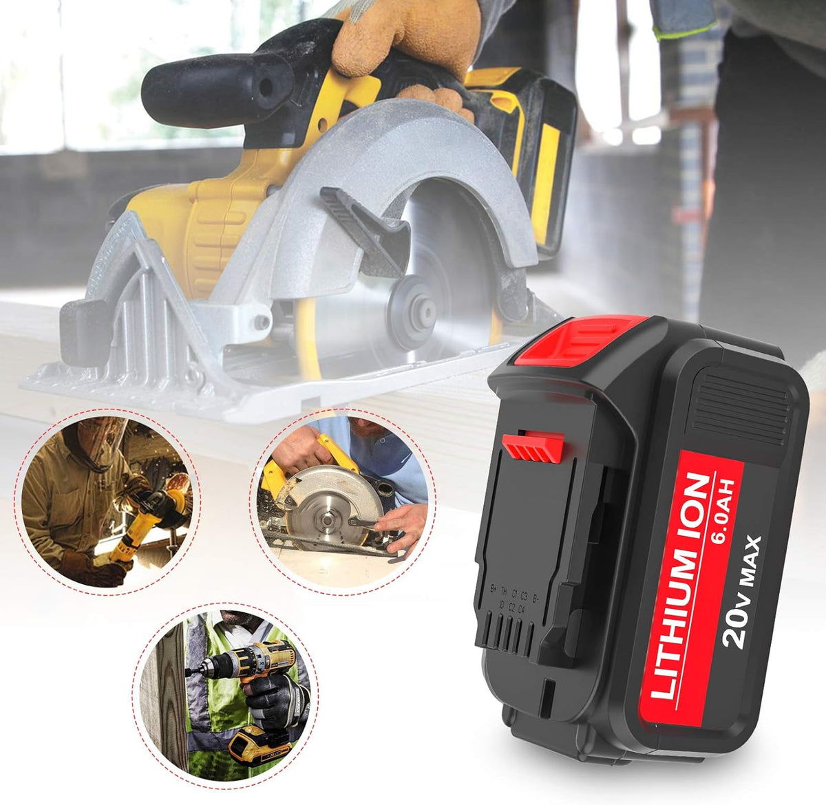 2 Pack 6.0Ah Replacement Battery for Dewalt 20V Max Lithium J826