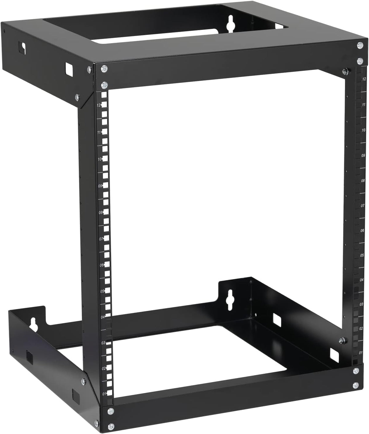 Black 18 inches Depth 2 Post Open Frame 19 Wall Mount Rack Y3471