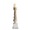 Hand Carved Mango Wood Pillar Candle Holder Y1482