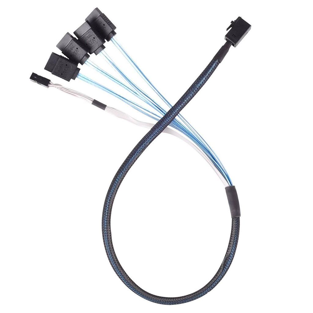 Internal Mini SAS HD SFF8643 to 4 SATA 7Pin Thick Shielded Cable with Sideband F1702