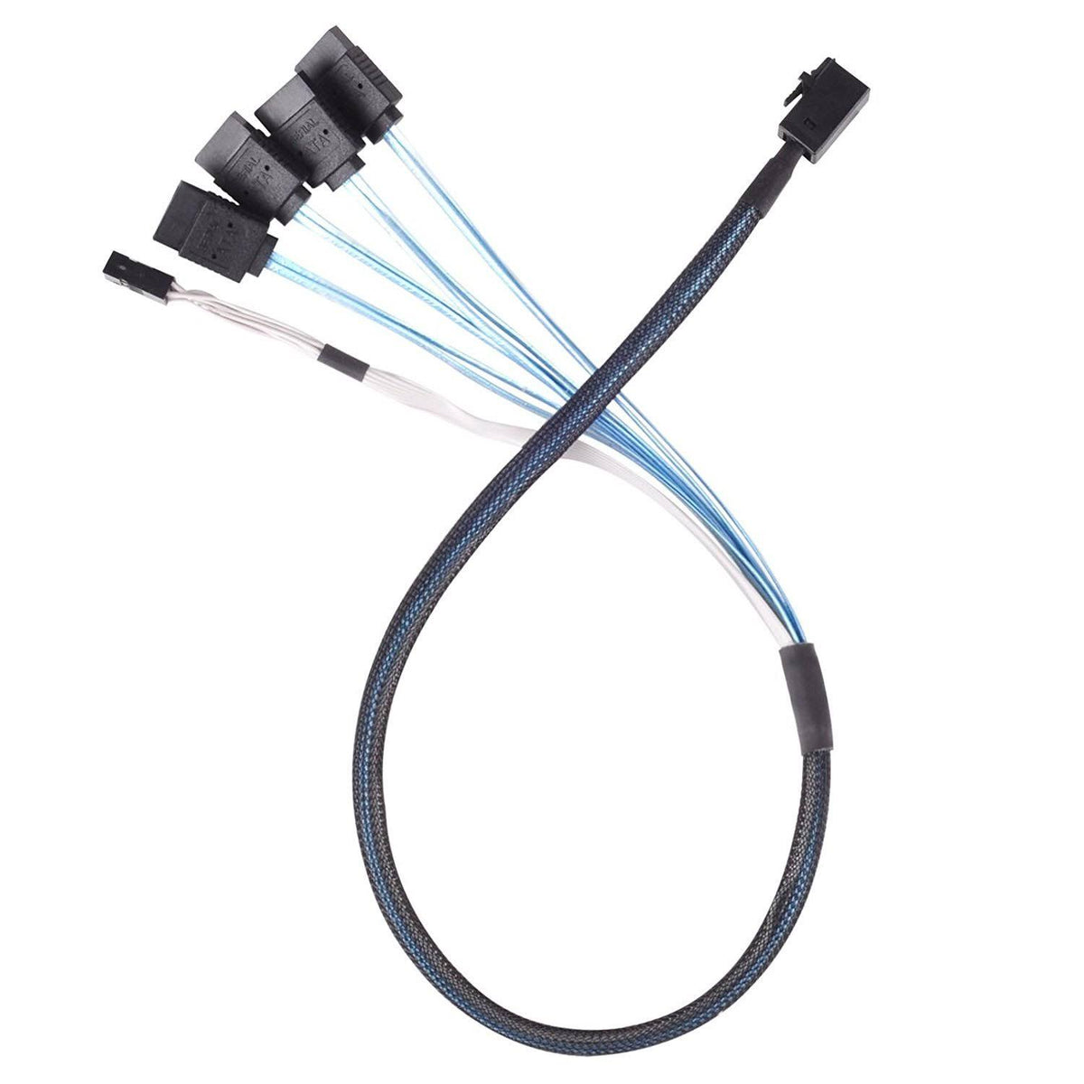 Internal Mini SAS HD SFF8643 to 4 SATA 7Pin Thick Shielded Cable with Sideband F1702