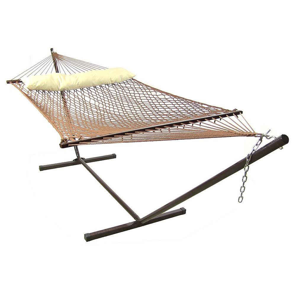 Brown Polyester Rope Hammock with Spreader Bars H92355