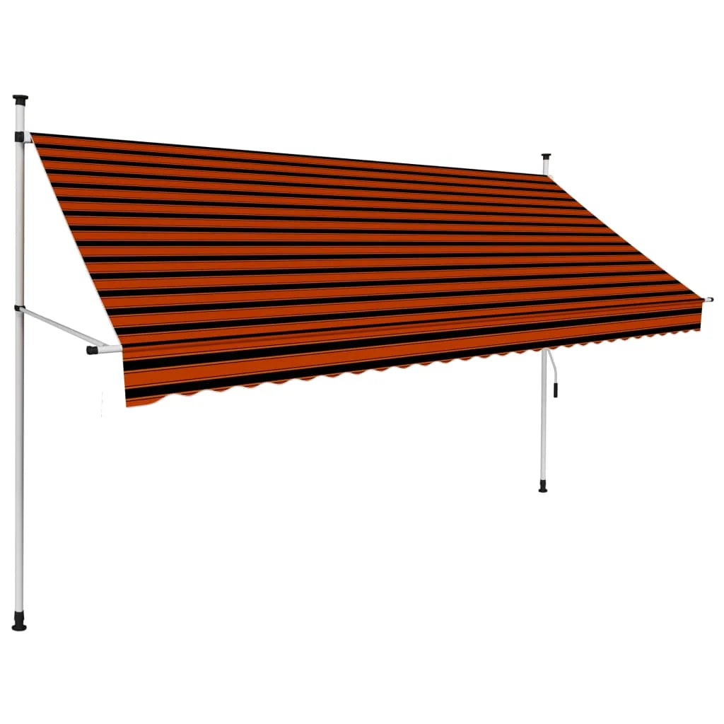 118.1" Manual Retractable Awning Orange and Brown A62743