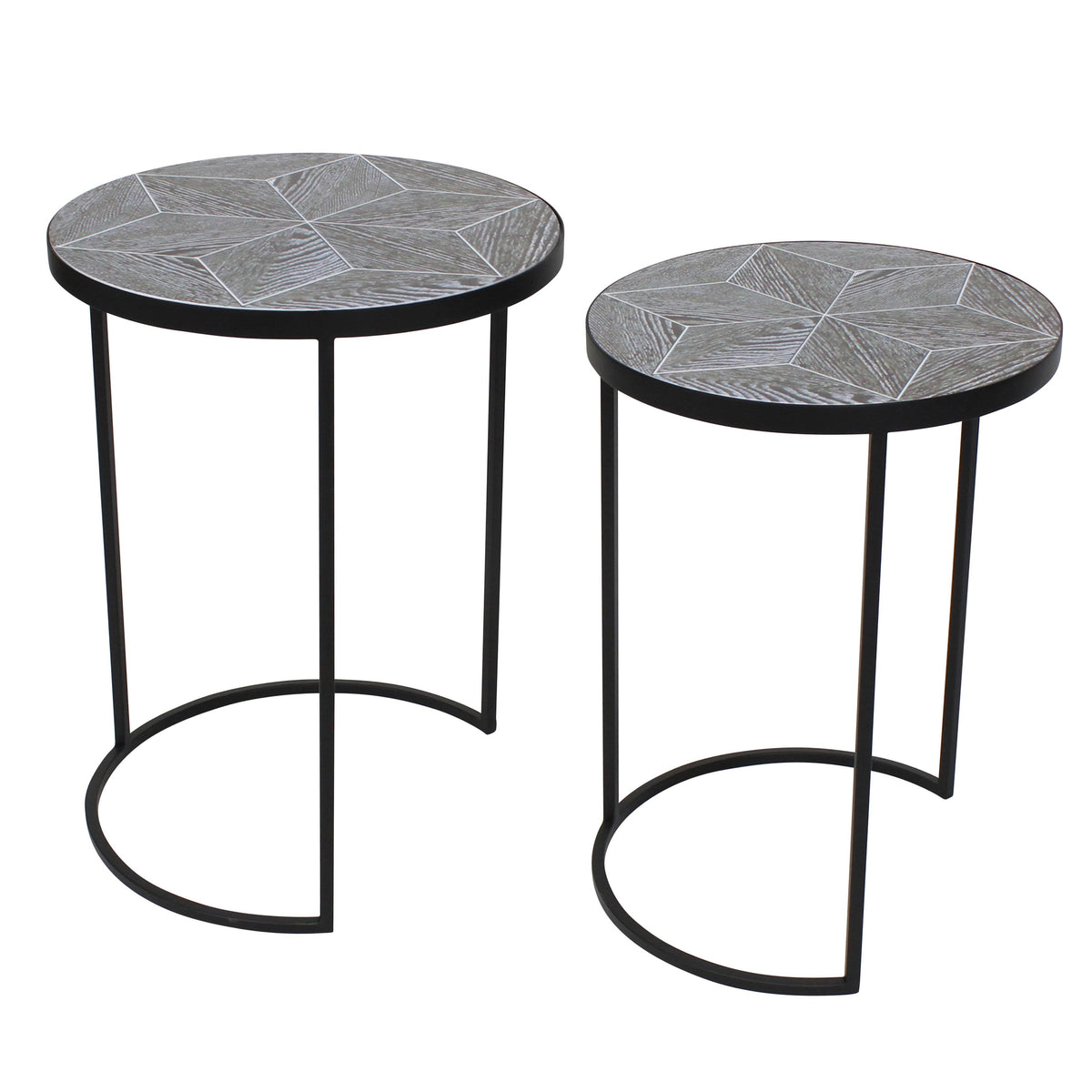 Set of 2 Black Round Accent Tables L8900
