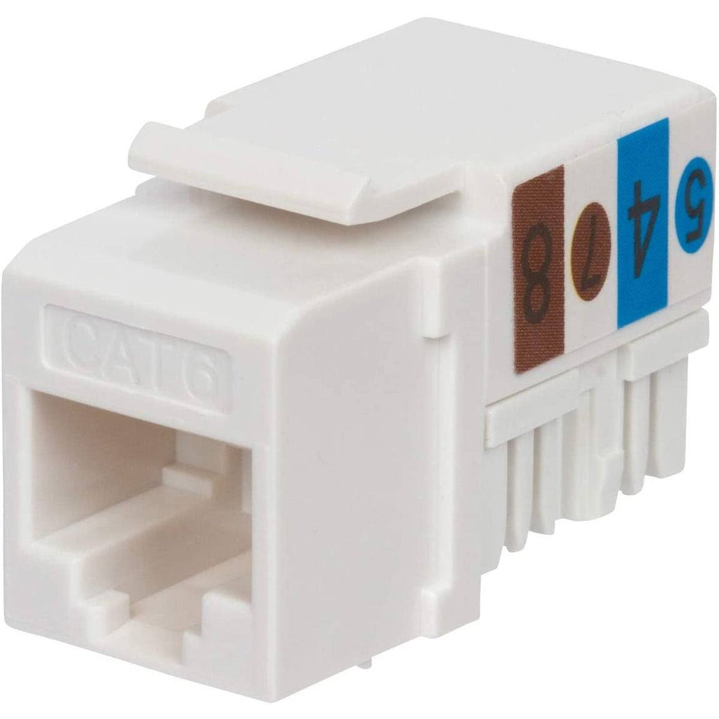 Cat6 RJ45 90-Degree Punch Down Keystone Jack White (100 Pack) F6574