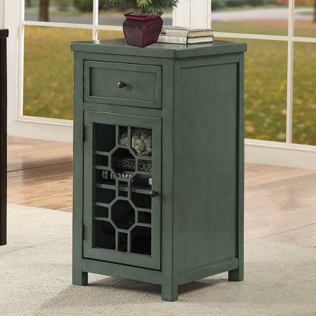 Antique Teal Multi-Storage Side Table J885