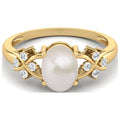 925 Silver Gold Vermeil Oval Pearl Ring C917383