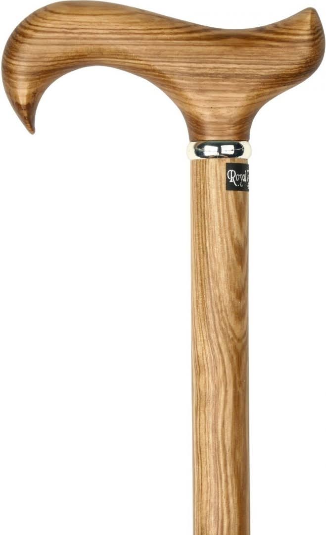 Genuine Zebrano Derby Walking Cane with Silver Collar O61640