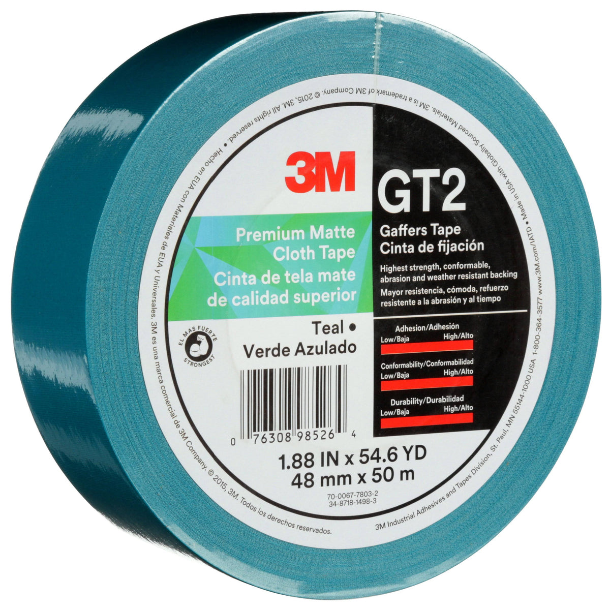 Teal 48 mm x 50 M Matte Cloth Tape, 24 Rolls C196871