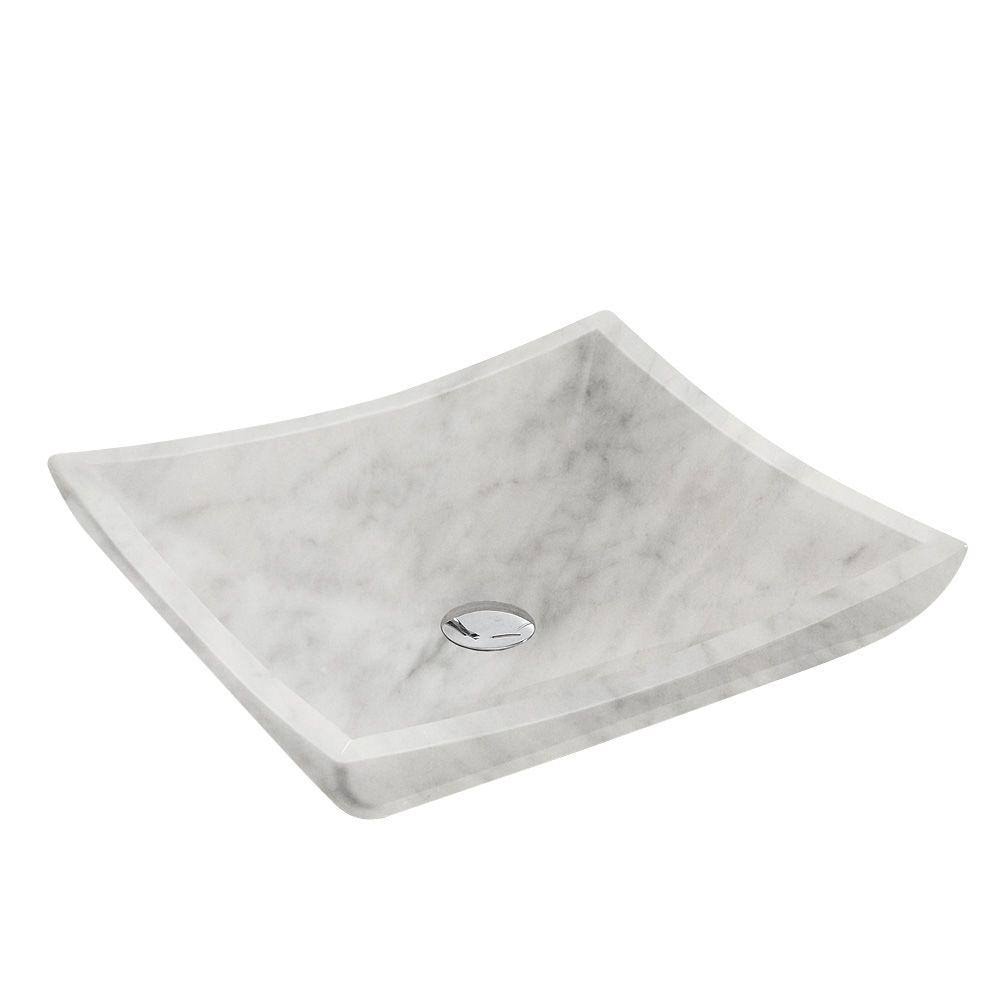White Carrera Marble Vessel Bathroom Sink K107