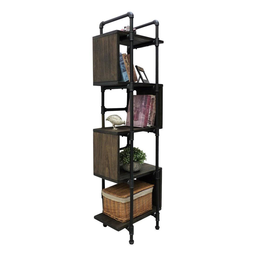 Brushed Brass Gray Natural Etagere Bookcase F780696