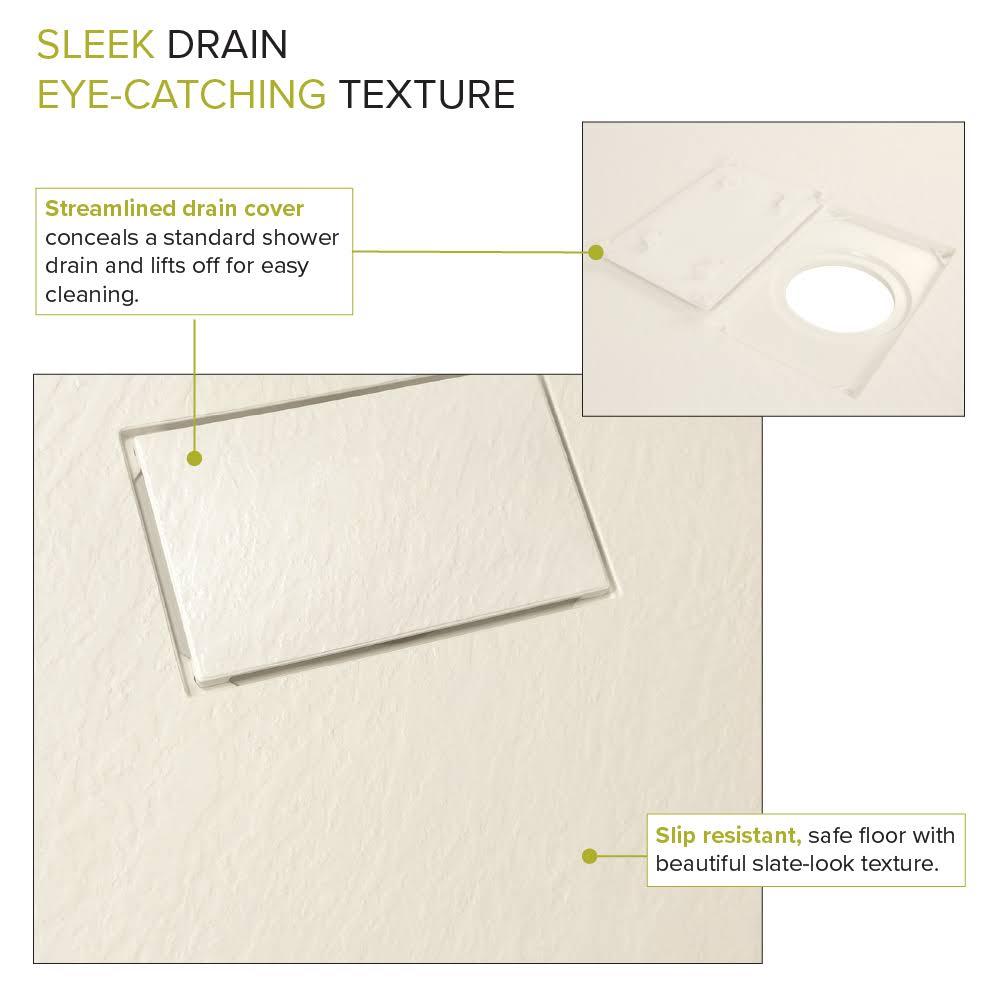 60-in L x 31.5-in Shower Base with Center Drain C4018