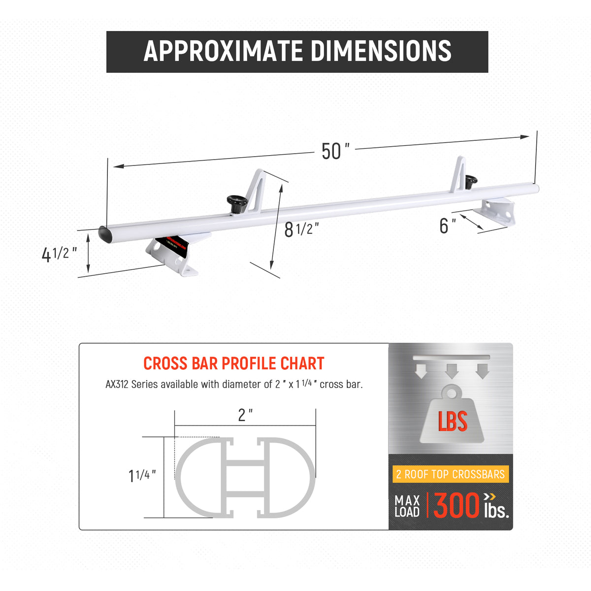 Aluminum 2 Bar Van Roof Rack System with Ladder Stopper U50337