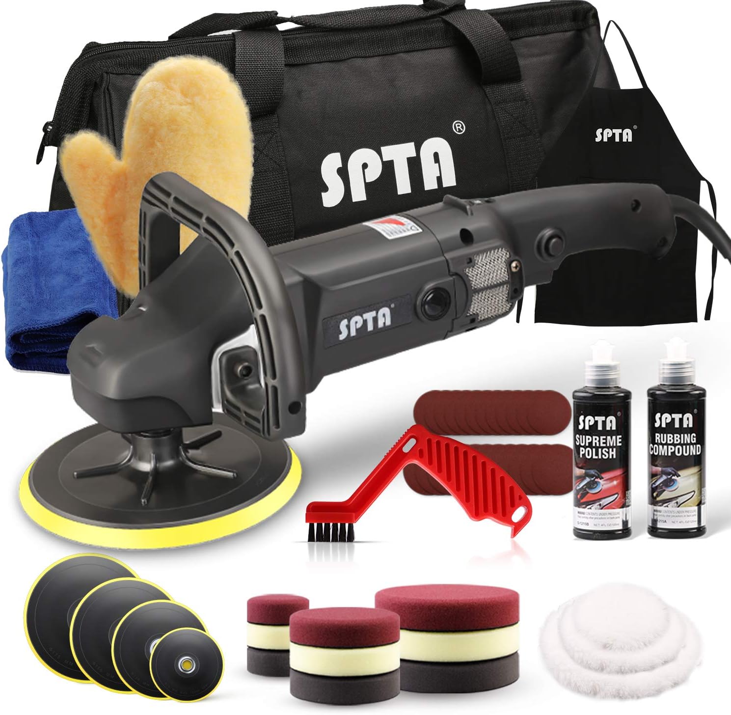 7 Inch 180mm Rotary Polisher & Polishing Pads Set E73275