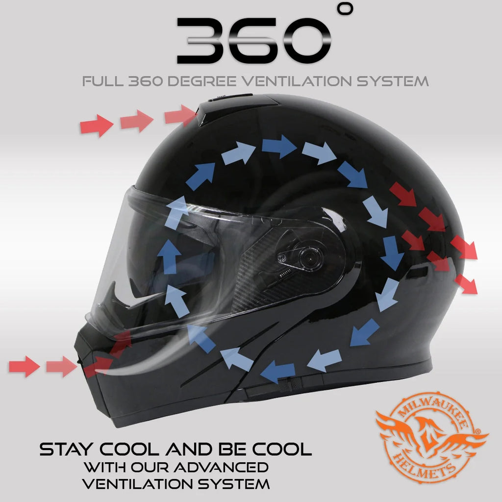 Gloss Black Modular Motorcycle Helmet with Drop Down Visor Q298708
