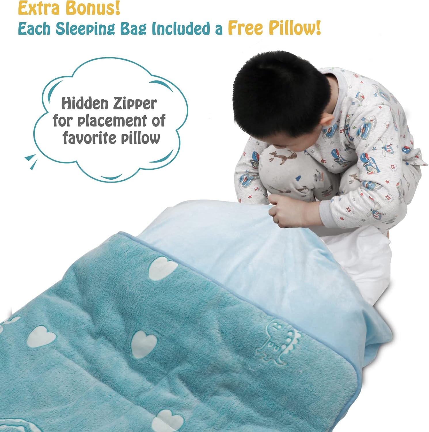 Glow in The Dark Kids Sleeping Bag with Nap Mat G3421