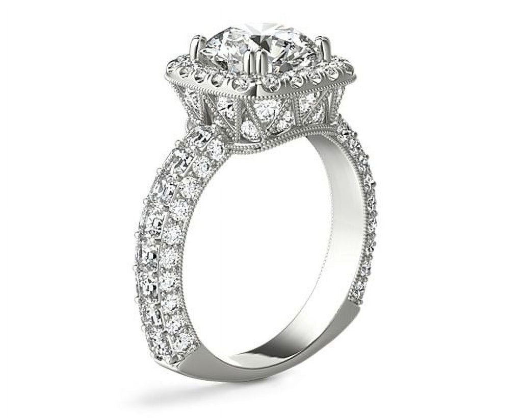 14K White Gold Halo & Solitaire Diamond Wedding Ring Size 7 N70377
