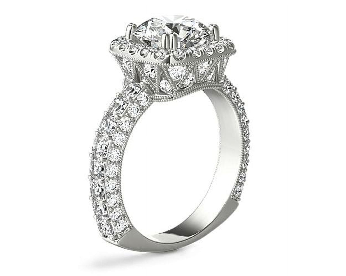 14K White Gold Halo & Solitaire Diamond Wedding Ring Size 7 N70377