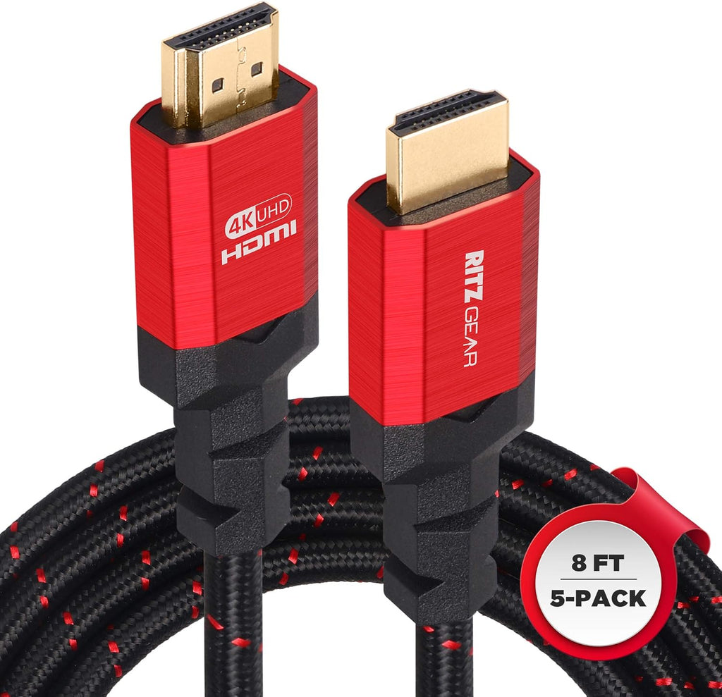 4K HDMI Cable 8 ft [10-Pack] - Green - Braided Nylon Cord & 24K Gold Plated Connectors F936