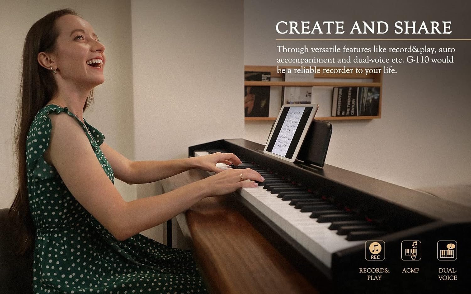88-Key Semi-Weighted Digital Piano Keyboard with Sustain Pedal C33464